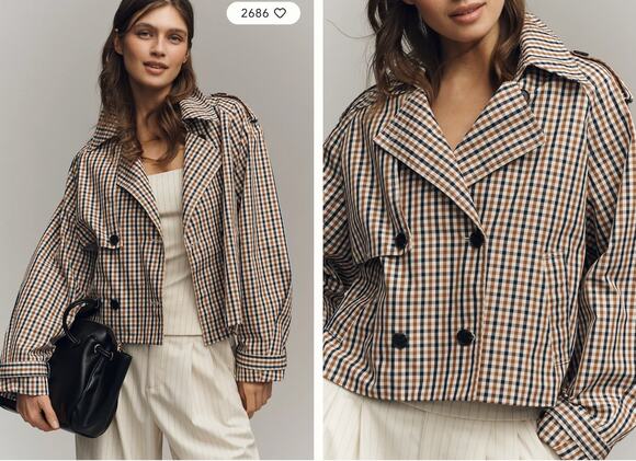 Anthropologie Jackets & Blazers - NWT Sold Out Anthropologie Crop Trench Coat Plaid Tartan Fall Rain Coat